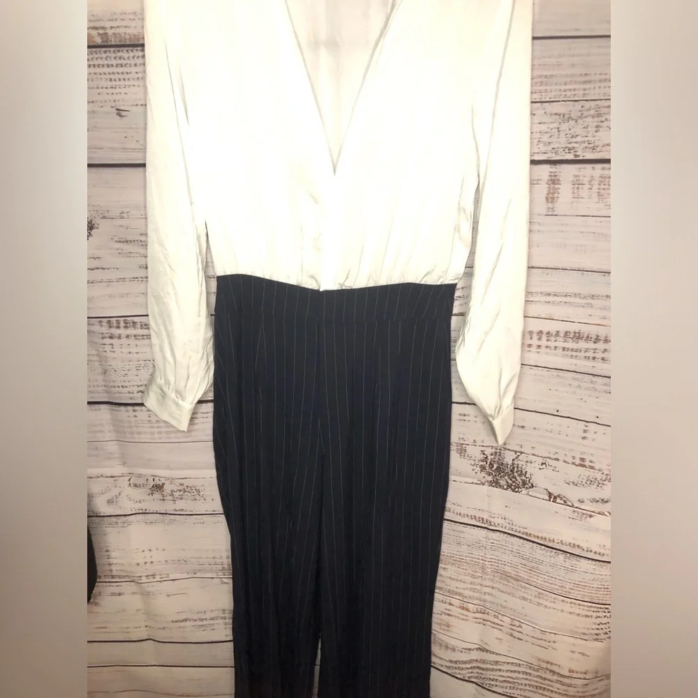Blue and White Pinstripe Jumpsuit